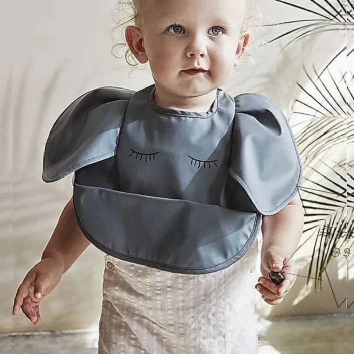 INS Nordic Style Baby Bibs Waterproof Short Sleeve with Pocket Feeding Waterproof Bib - Image 3