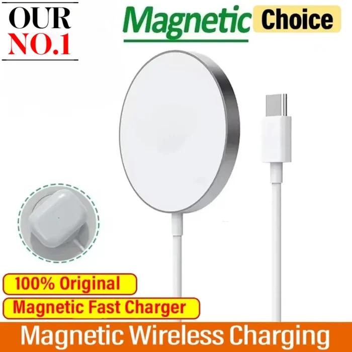 Magnetic Wireless Charger Fast Charging Pad Stand With Type C Cable - Image 2