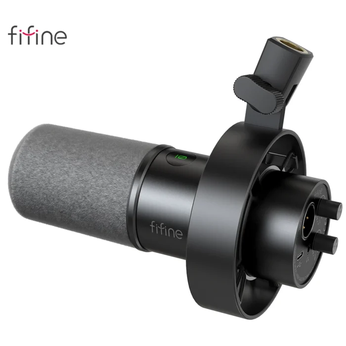 FIFINE Dynamic USB/XLR Microphone with Gain Knob/Touch-mute/Headphone Jack,Recording Mic