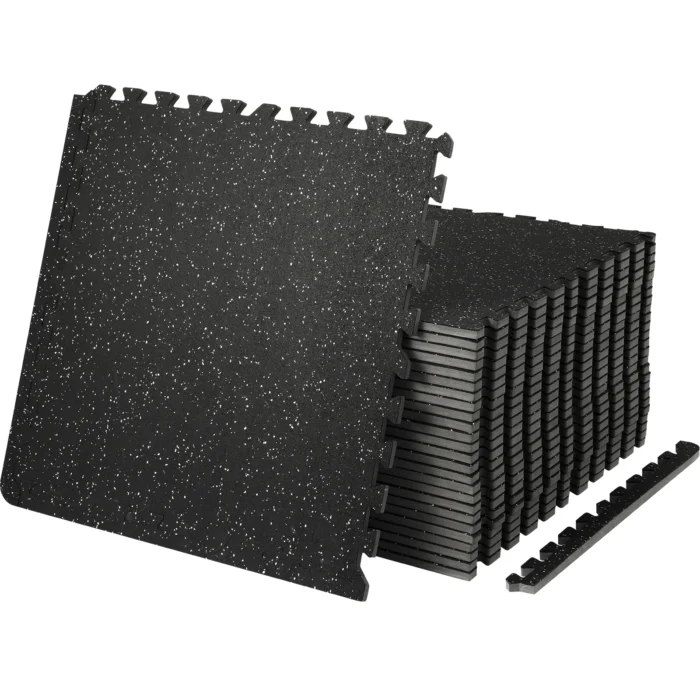 SucceBuy 25/12/6 PCS 1/2 in Thick Gym Floor Mats EVA Foam & Rubber Top Interlocking Workout Floor Mats