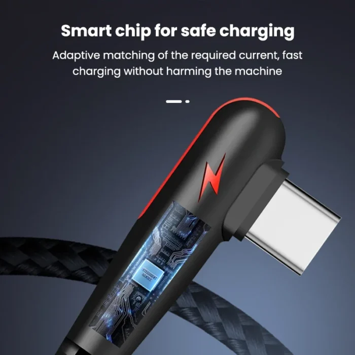 120W 90 Degree Type C Cable Fast Charging Cord Quick Charging 3.0 Data Wire Charger Cable - Image 6
