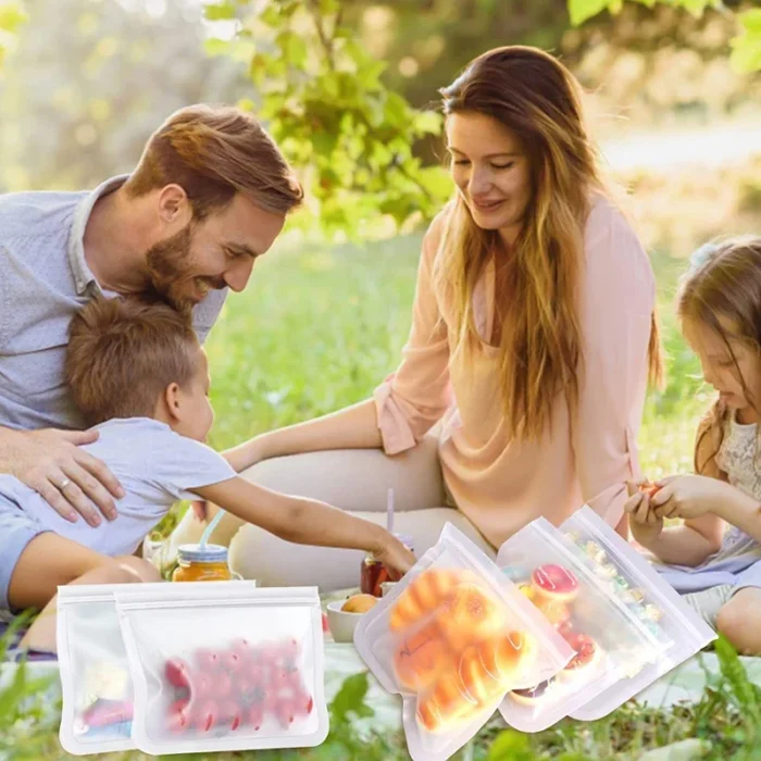 10 Piece Reusable BPA Free Freezer Bags Leakproof Silicone and Plastic Free Travel Bags - Image 6
