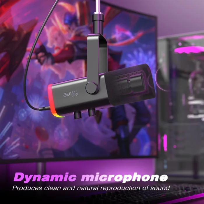 FIFINE USB/XLR Dynamic Microphone for PC PS5/4 mixer,Gaming MIC Ampligame AM8 - Image 3