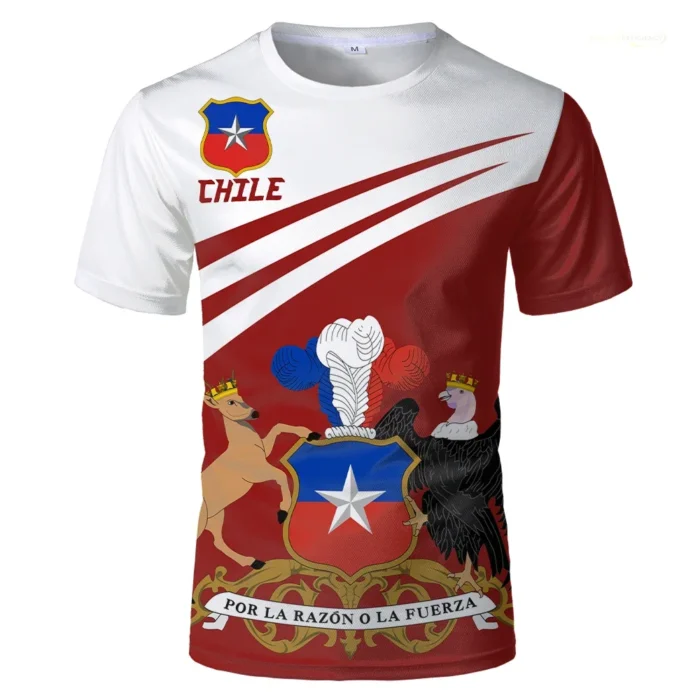 Summer New 3D National Flag Of Chile Print T Shirt Chile Emblem Graphic T-shirts For Men Kid Fashion Cool Vintage Short Sleeve - Image 5
