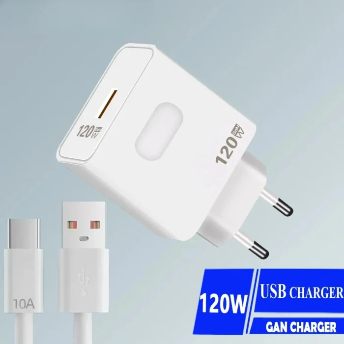 GaN USB Charger 120W Fast High Speed Charging Charger QC 3.0 Universal Mobile Phone Adapter