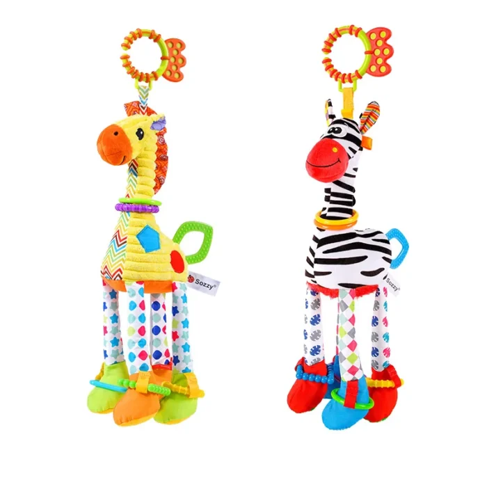 Soft Giraffe Zebra Animal Handbells Rattles Plush Infant Baby Development Handle Toys - Image 5