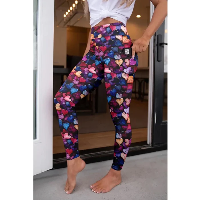 LETSFIND High Quality New Women Elastic Pockets Pants Fashion High Waist 3D Printing Stretch Fitness Girls Leggings