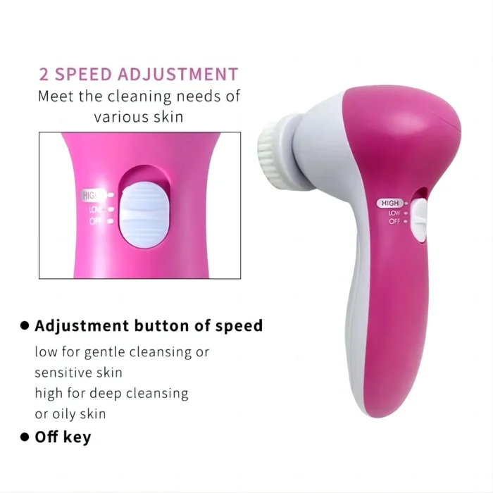 5 in 1 Facial Cleanser Pore Cleanser Face Massager Deep Electric Cleansing Brush Pore Cleaner Blackhead Remover Skin Beauty Care - Image 4