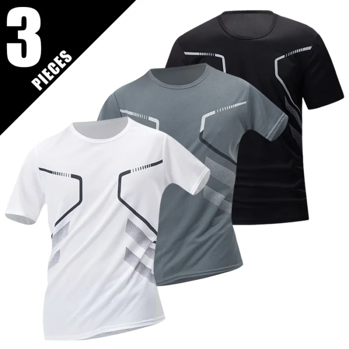 1/3/4 Pieces Summer Men's Printed Quick-drying Breathable Short-sleeved Plus Size Loose Sports