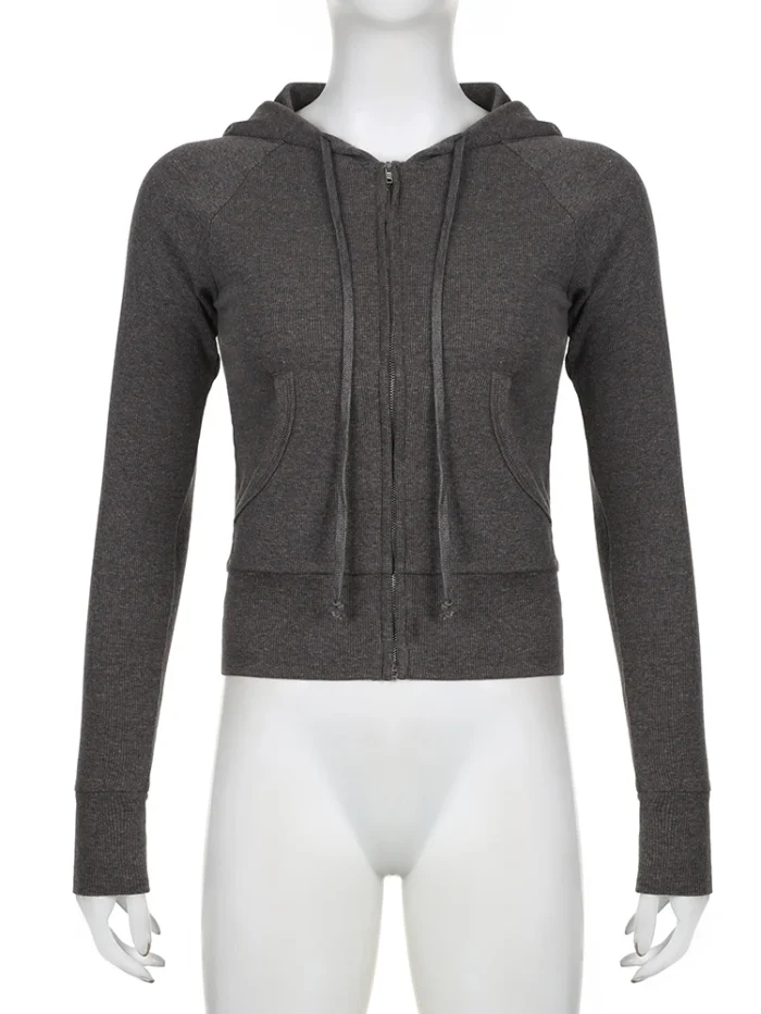 IAMSURE Casual Streetwear Basic Hooded Pockets Sweatshirt Tracksuit Solid Long Sleeve Hoodies - Image 2