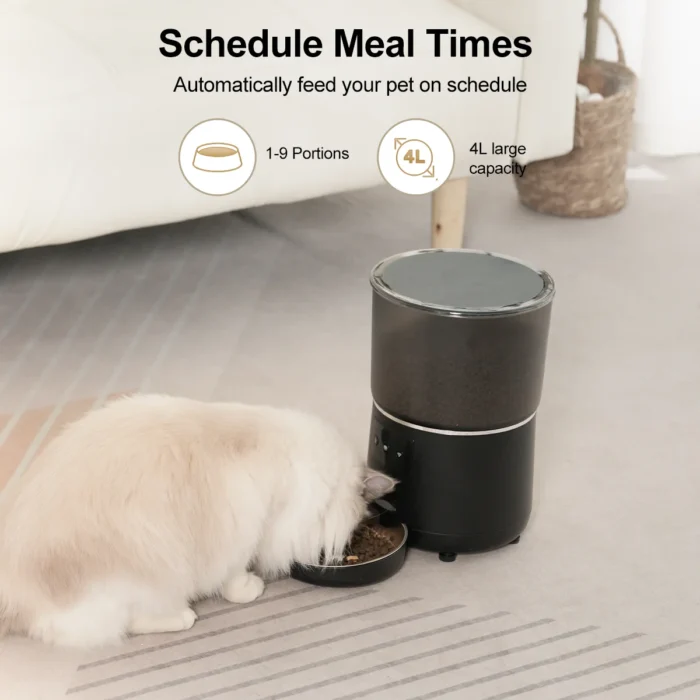 NPET Automatic WiFi Cat Feeder 4L/140.8 OZ Large Capacity 1-9 Meals Portions 10s Meal - Image 3