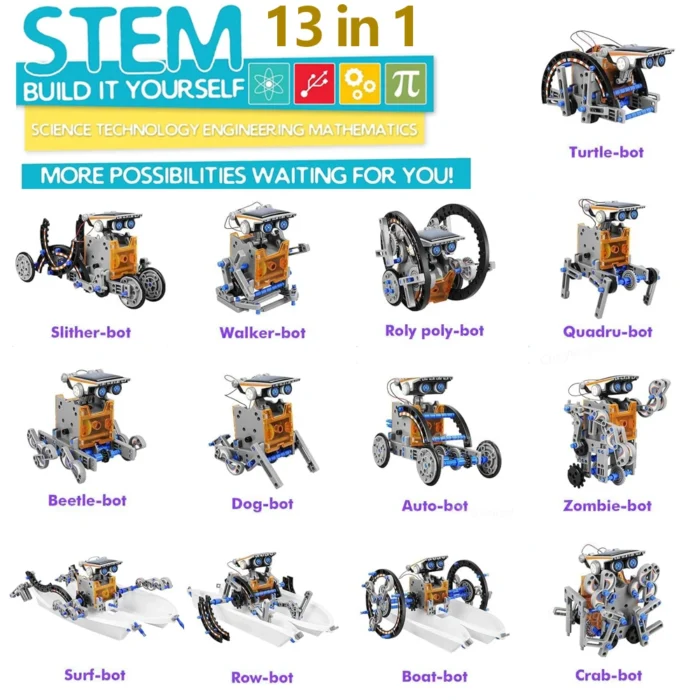 Newest 13 in 1 Solar Robot Kit STEM Educational Toy DIY Science Experiment Technological Gadgets - Image 3