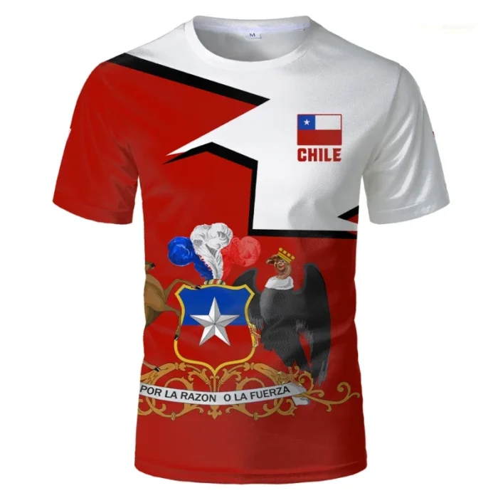 Summer New 3D National Flag Of Chile Print T Shirt Chile Emblem Graphic T-shirts For Men Kid Fashion Cool Vintage Short Sleeve - Image 2