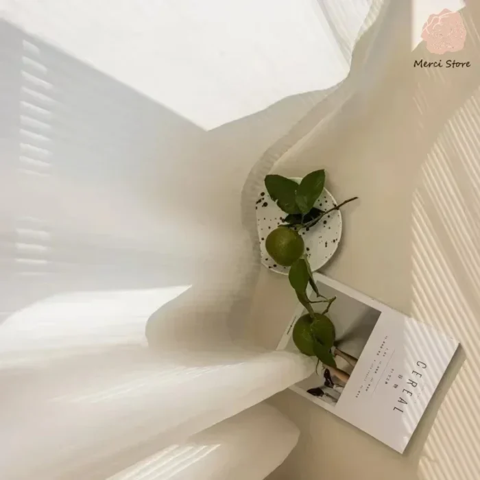 Striped Vertical Privacy Sheer Tulle for Windows Transparent Chiffon White Tulle Blinds Style Curtains - Image 2