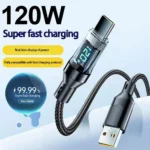 120W USB Phone Super Fast Charging Cable With LED Display 100W Type-C To Type-C Data Cord
